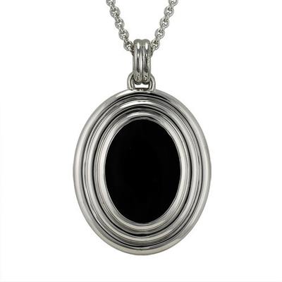 Black Onyx Ribbed Cremation Pendant